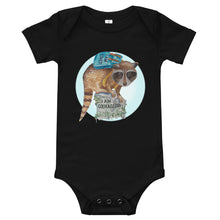 Load image into Gallery viewer, Roger the Racoon Halo Baby short sleeve one piece