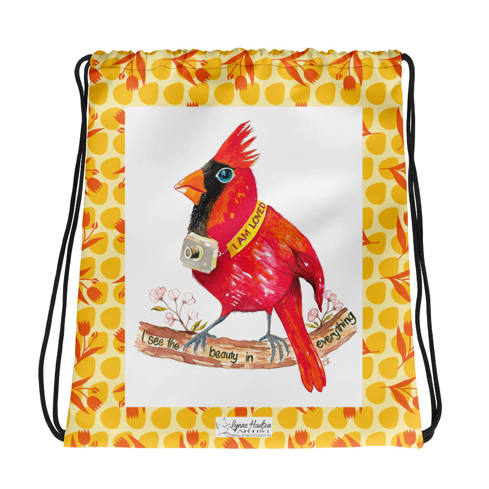 Carl the Cardinal Drawstring bag
