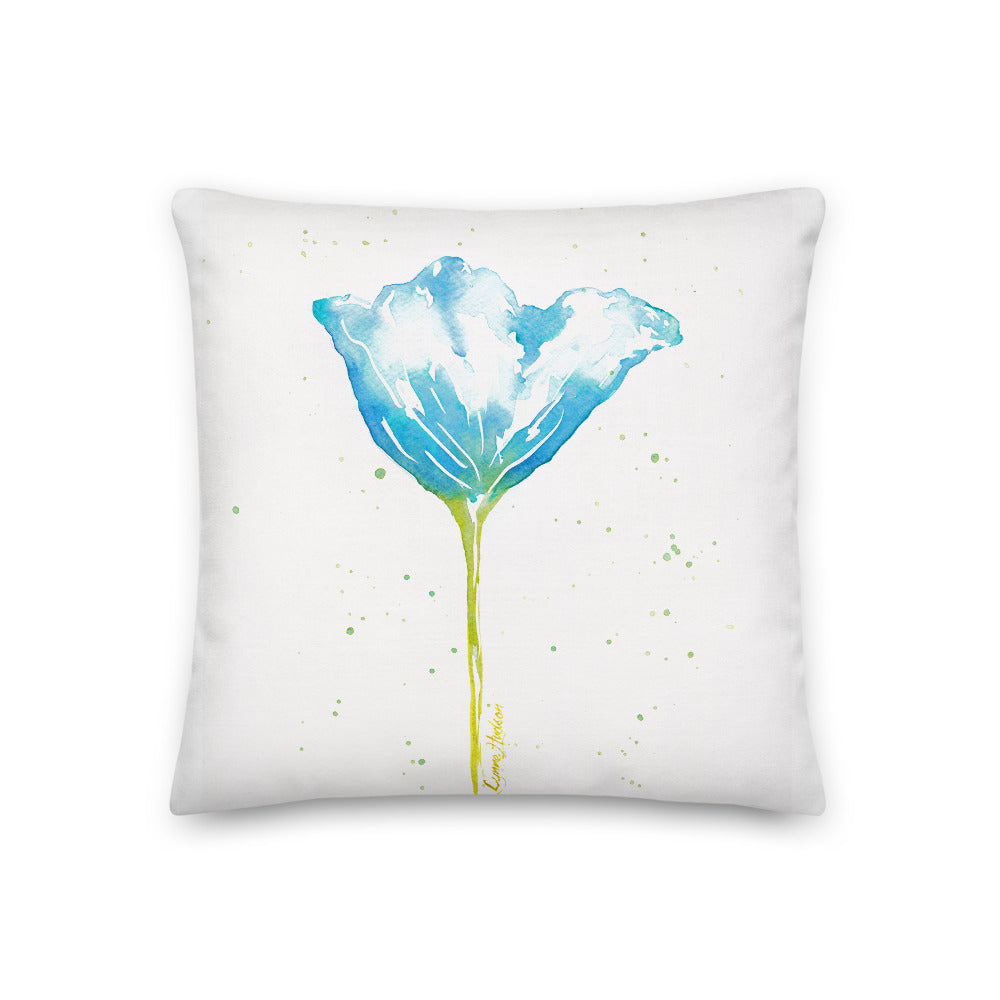Blue Poppy Premium Pillow
