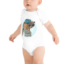 Load image into Gallery viewer, Roger the Racoon Halo Baby short sleeve one piece
