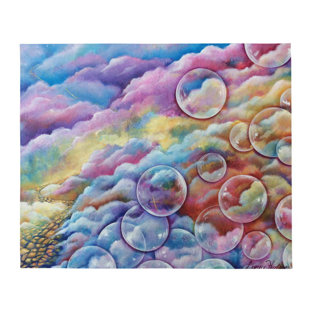 Bubbles of Joy Prophetic Art Throw Blanket